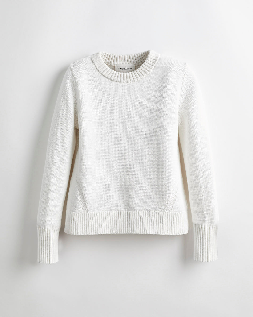 The Castine Cotton Crewneck Sweater in optic white, additional view — State of Cotton NYC