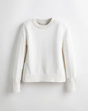 The Castine Cotton Crewneck Sweater in optic white, additional view — State of Cotton NYC