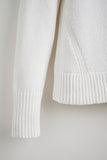 Detail shot of The Castine Cotton Crewneck Sweater in white — Turkish cotton, Italian-spun