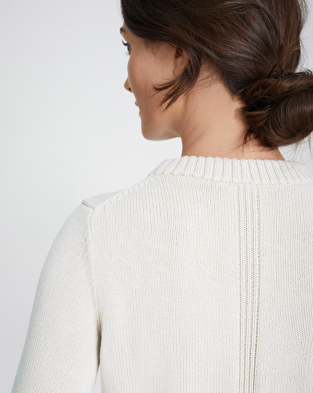 The Castine Cotton Crewneck Sweater in ivory, additional view — State of Cotton NYC