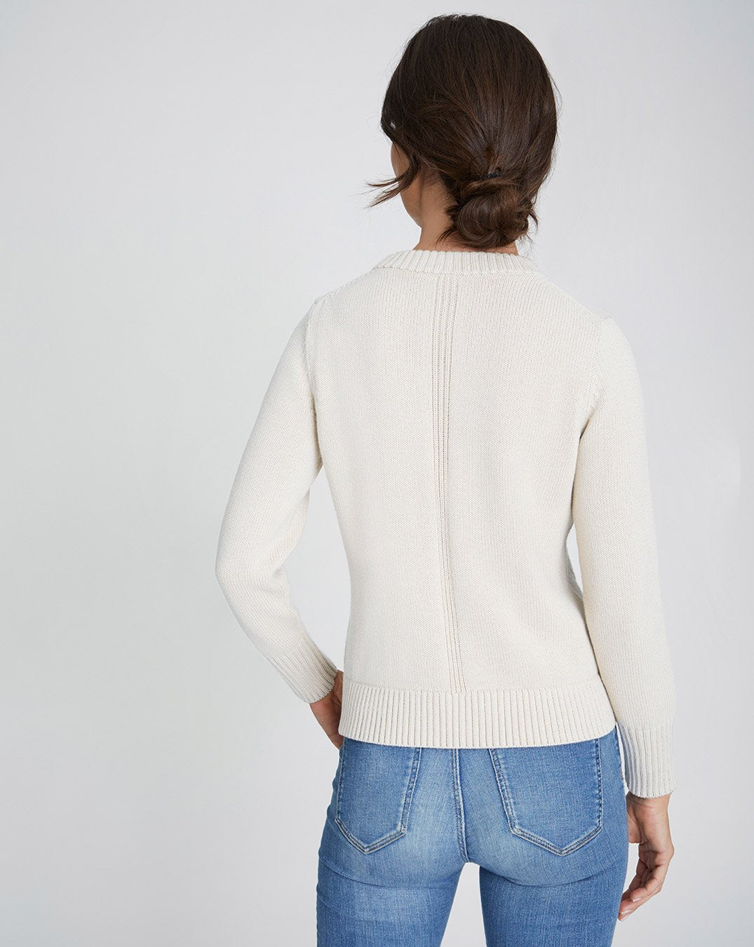 The Castine Cotton Crewneck Sweater in ivory, additional view — State of Cotton NYC