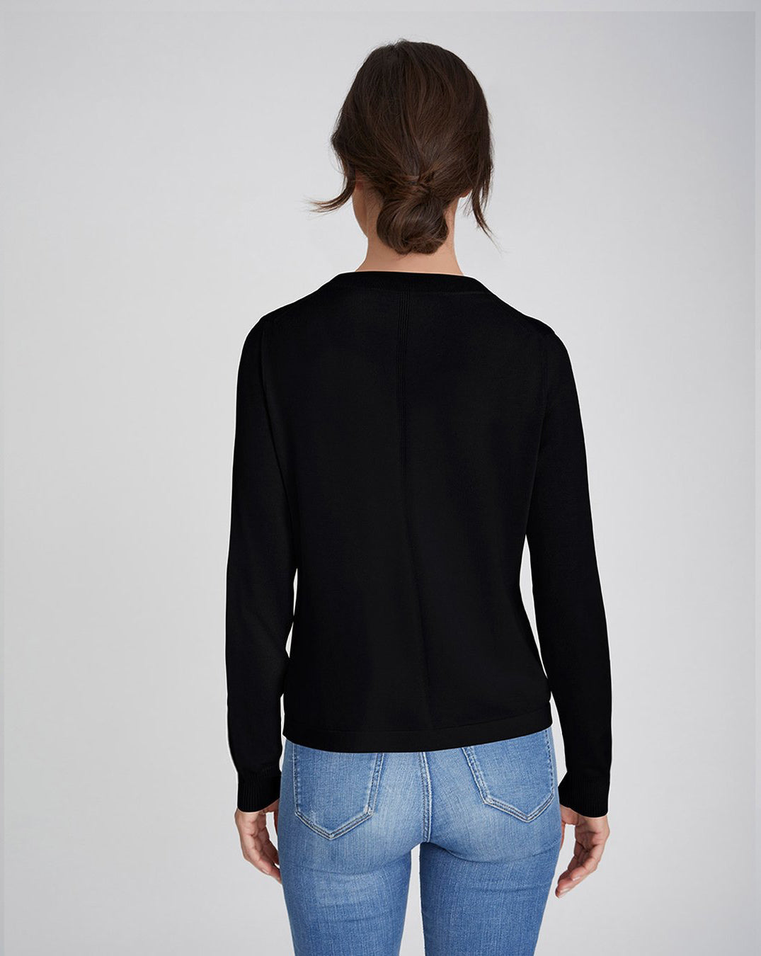 The Devon Cotton Crewneck Sweater in black, back view — State of Cotton NYC