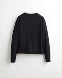 The Devon Cotton Crewneck Sweater in black, back view — State of Cotton NYC