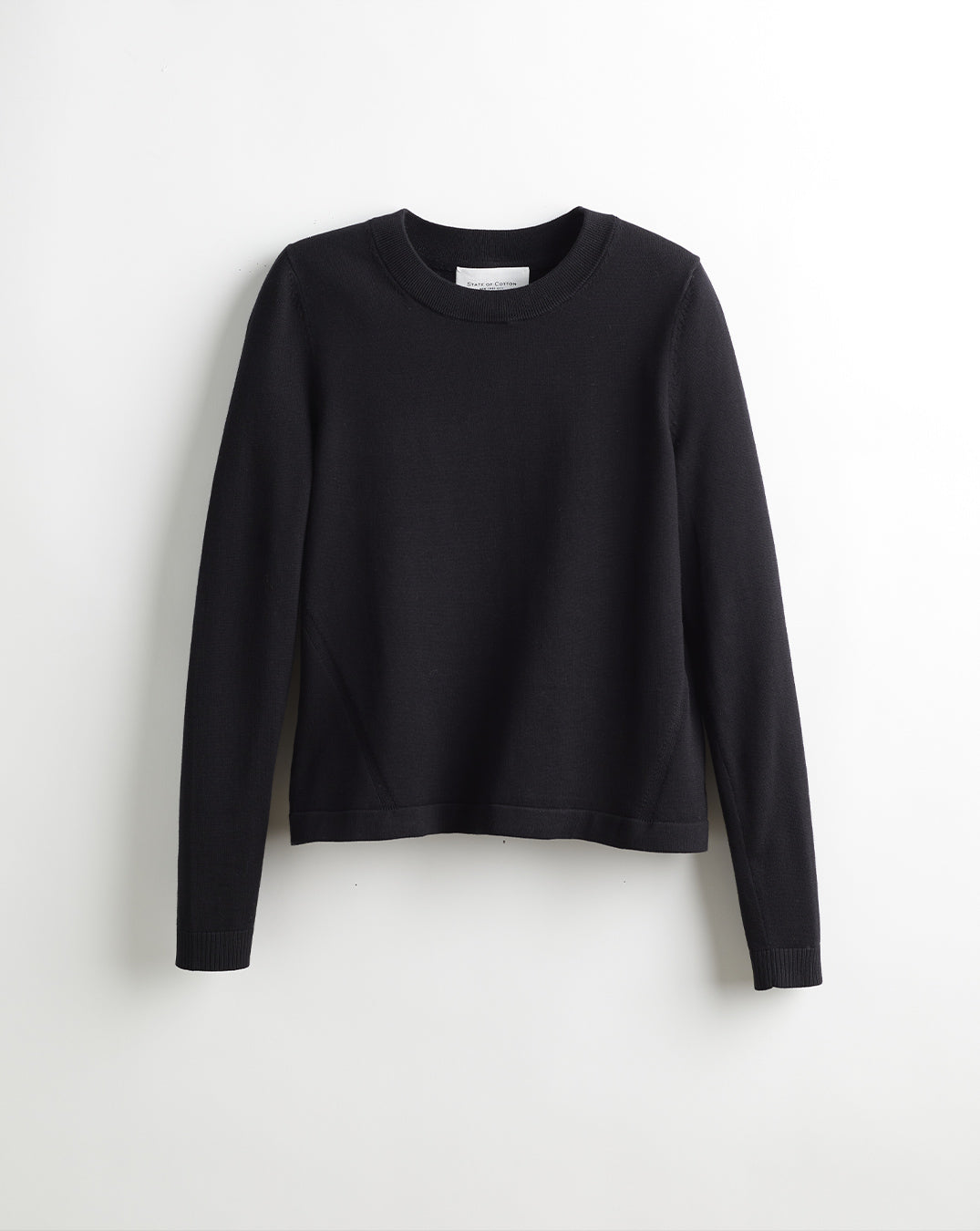 The Devon Cotton Crewneck Sweater in black, front view — State of Cotton NYC