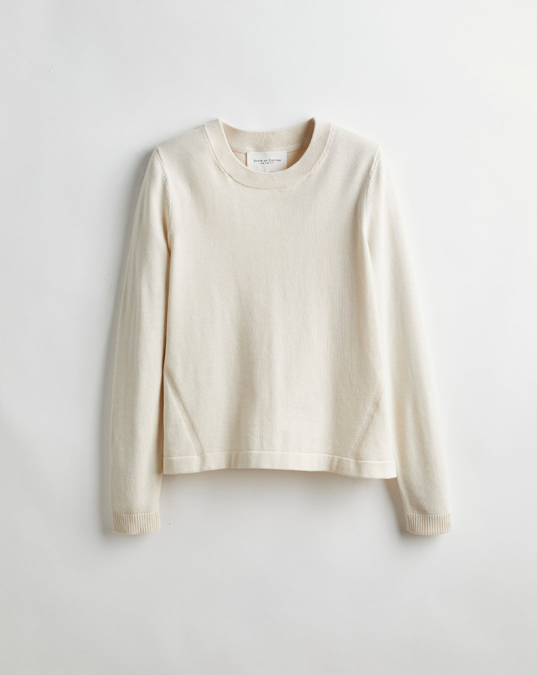 The Devon Cotton Crewneck Sweater in ivory, front view — State of Cotton NYC