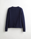 The Devon Cotton Crewneck Sweater in navy, back view — State of Cotton NYC