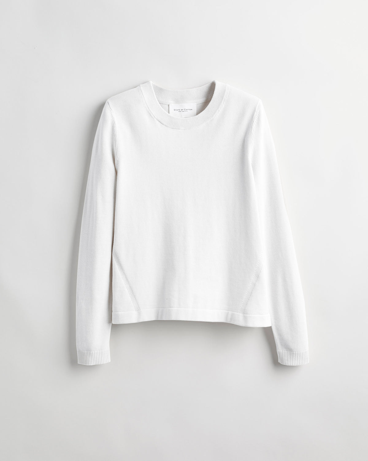 The Devon Cotton Crewneck Sweater in optic white — lightweight Egyptian cotton — State of Cotton NYC