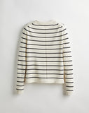 The Devon Stripe Cotton Crewneck Sweater in ivory and black, back view — State of Cotton NYC