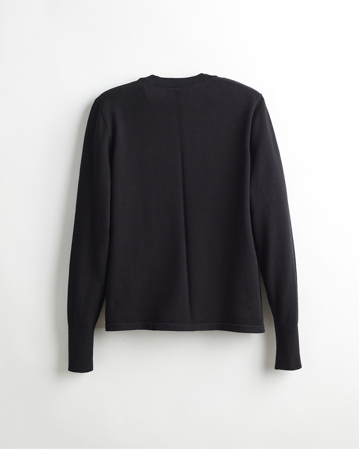The Ellie Cotton V-Neck Sweater in black, back view — State of Cotton NYC