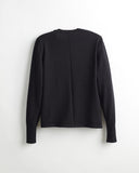 The Ellie Cotton V-Neck Sweater in black, back view — State of Cotton NYC