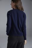 The Ellie Cotton V-Neck Sweater in navy, additional view — State of Cotton NYC