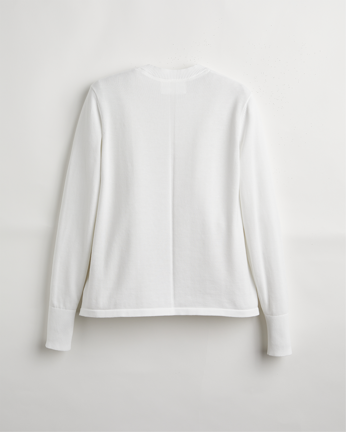 The Ellie Cotton V-Neck Sweater in white, back view — State of Cotton NYC