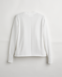 The Ellie Cotton V-Neck Sweater in white, back view — State of Cotton NYC
