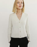 The Ellis Cotton Cardigan in ivory, front view — State of Cotton NYC