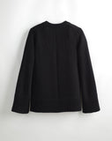 The Kittery Cotton Bell Sleeve Sweater in black, back view — State of Cotton NYC