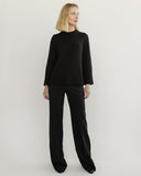 The Kittery Cotton Bell Sleeve Sweater in black, individual view — State of Cotton NYC
