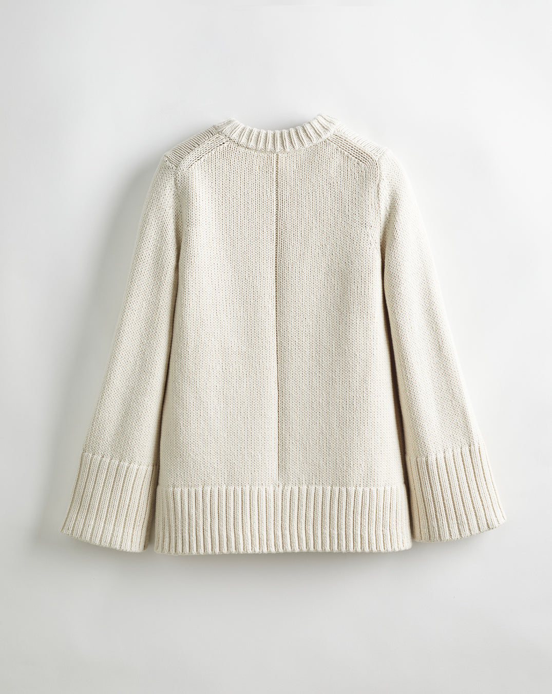 The Kittery Cotton Bell Sleeve Sweater in ivory, back view — State of Cotton NYC