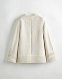 The Kittery Cotton Bell Sleeve Sweater in ivory, back view — State of Cotton NYC