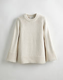 The Kittery Cotton Bell Sleeve Sweater in ivory, front view — State of Cotton NYC