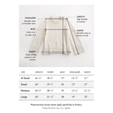 Size chart for The Kittery Cotton Bell Sleeve Sweater — State of Cotton NYC