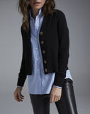 The Perry Cotton Cardigan in black, additional view — State of Cotton NYC