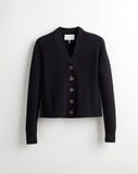 The Perry Cotton Cardigan in black, front view — State of Cotton NYC