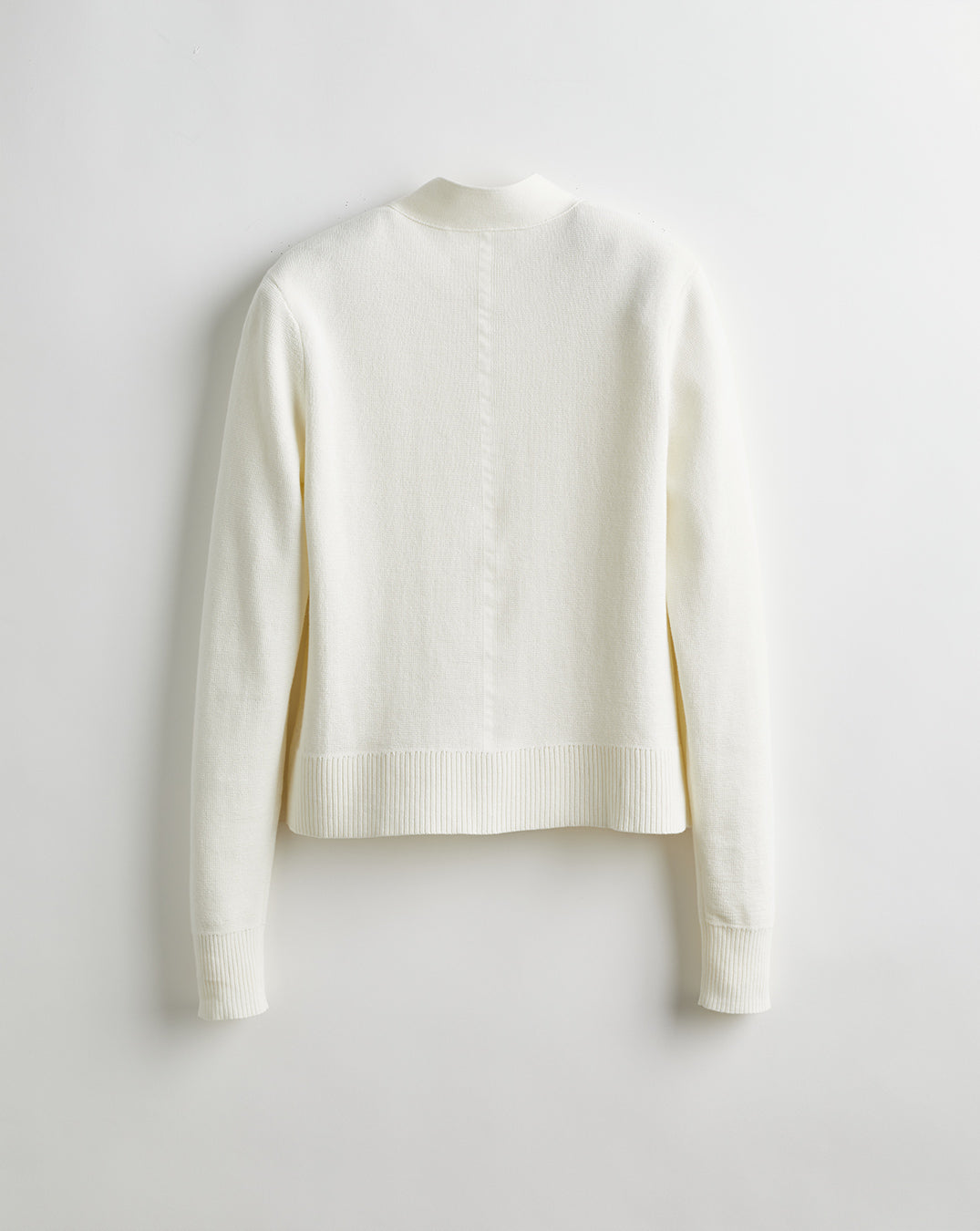 The Perry Cotton Cardigan in eggshell, back view — State of Cotton NYC