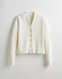 The Perry Cotton Cardigan in eggshell, front view — State of Cotton NYC