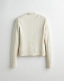 The Perry Cotton Cardigan in ivory, back view — State of Cotton NYC