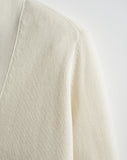 Detail shot of The Perry Cotton Cardigan in ivory — Egyptian cotton, Italian-spun