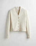 The Perry Cotton Cardigan in ivory, front view — State of Cotton NYC