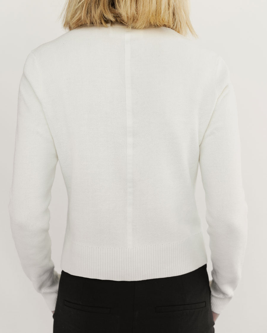 The Perry Cotton Cardigan in eggshell, individual view — State of Cotton NYC