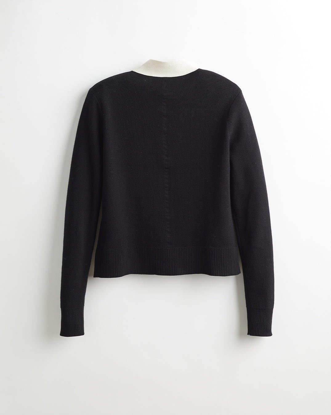 The Perry Tipped Cotton Cardigan, back view — State of Cotton NYC