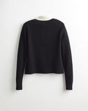 The Perry Tipped Cotton Cardigan, back view — State of Cotton NYC