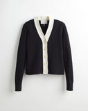 The Perry Tipped Cotton Cardigan, front view — State of Cotton NYC