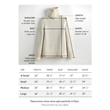 Size chart for The Wynn Stripe Cotton Turtleneck Sweater — State of Cotton NYC