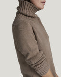 The Wynn Cotton Turtleneck Sweater in camel, alternate view — State of Cotton NYC
