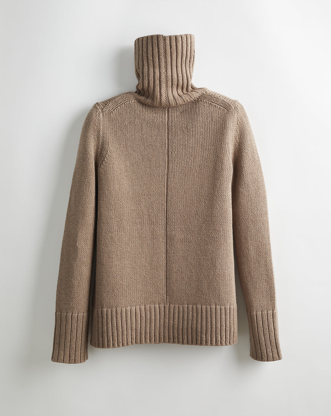 The Wynn Cotton Turtleneck Sweater in camel, back view — State of Cotton NYC