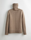 The Wynn Cotton Turtleneck Sweater in camel, back view — State of Cotton NYC