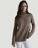 The Wynn Cotton Turtleneck Sweater in camel, detail view — State of Cotton NYC
