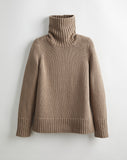 The Wynn Cotton Turtleneck Sweater in camel, front view — State of Cotton NYC