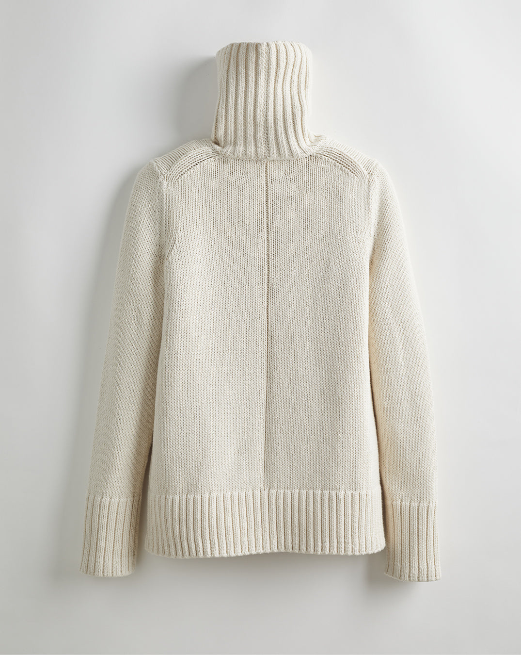 The Wynn Cotton Turtleneck Sweater in ivory, back view — State of Cotton NYC