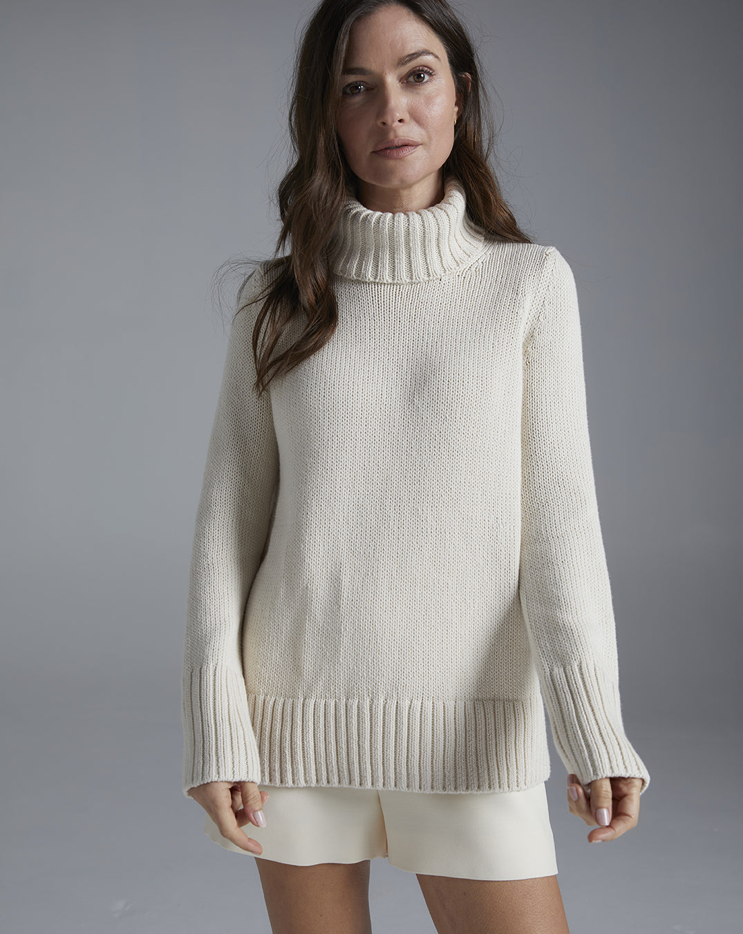 The Wynn Cotton Turtleneck Sweater in Ivory — Italian-spun Turkish cotton — State of Cotton NYC
